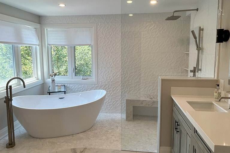 Tile and fixture work in a Pickering bathroom renovation