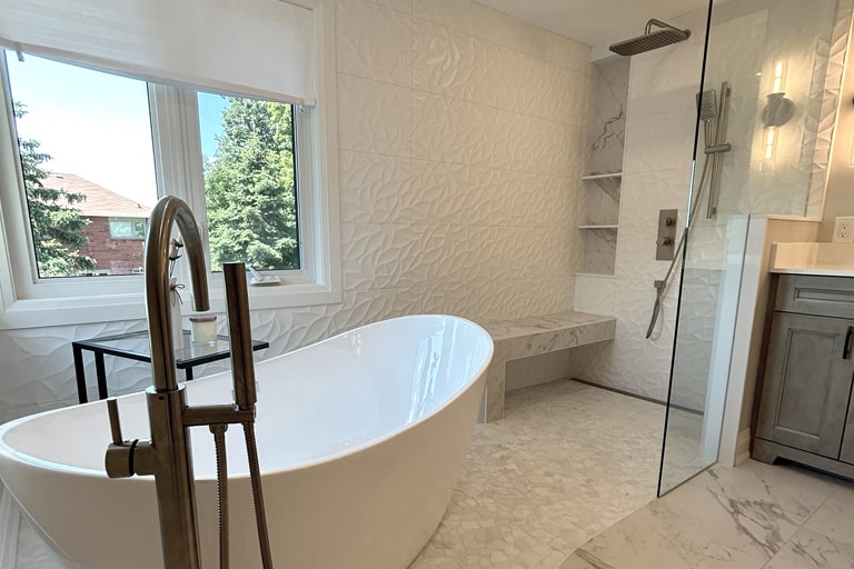 Completed kitchen renovation — open concept with island, Pickering