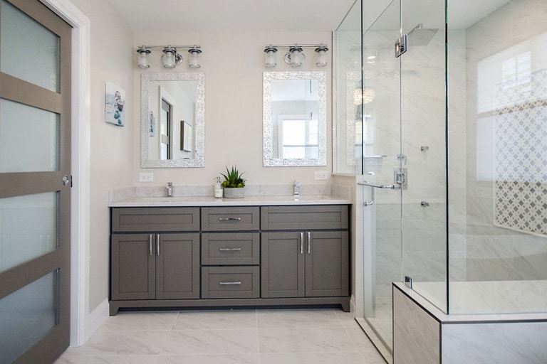 Heritage home bathroom detail — preserved character with modern fixtures