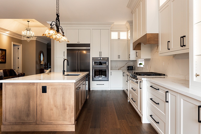 Completed kitchen renovation — white transitional kitchen, Bowmanville