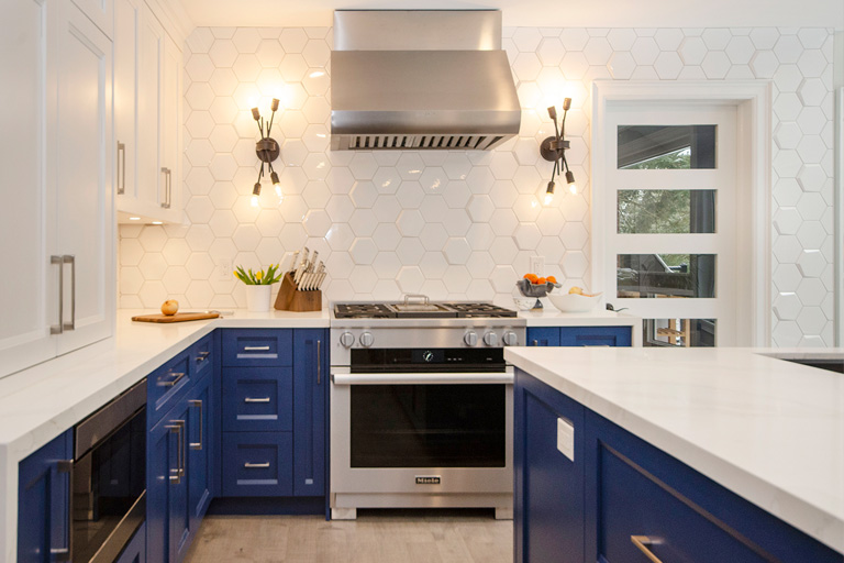 Bathroom renovation in Oshawa — walk-in shower with modern tile