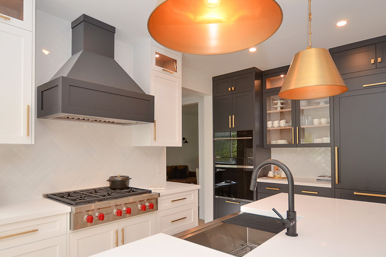 Open-concept kitchen with quartz countertops — Whitby home