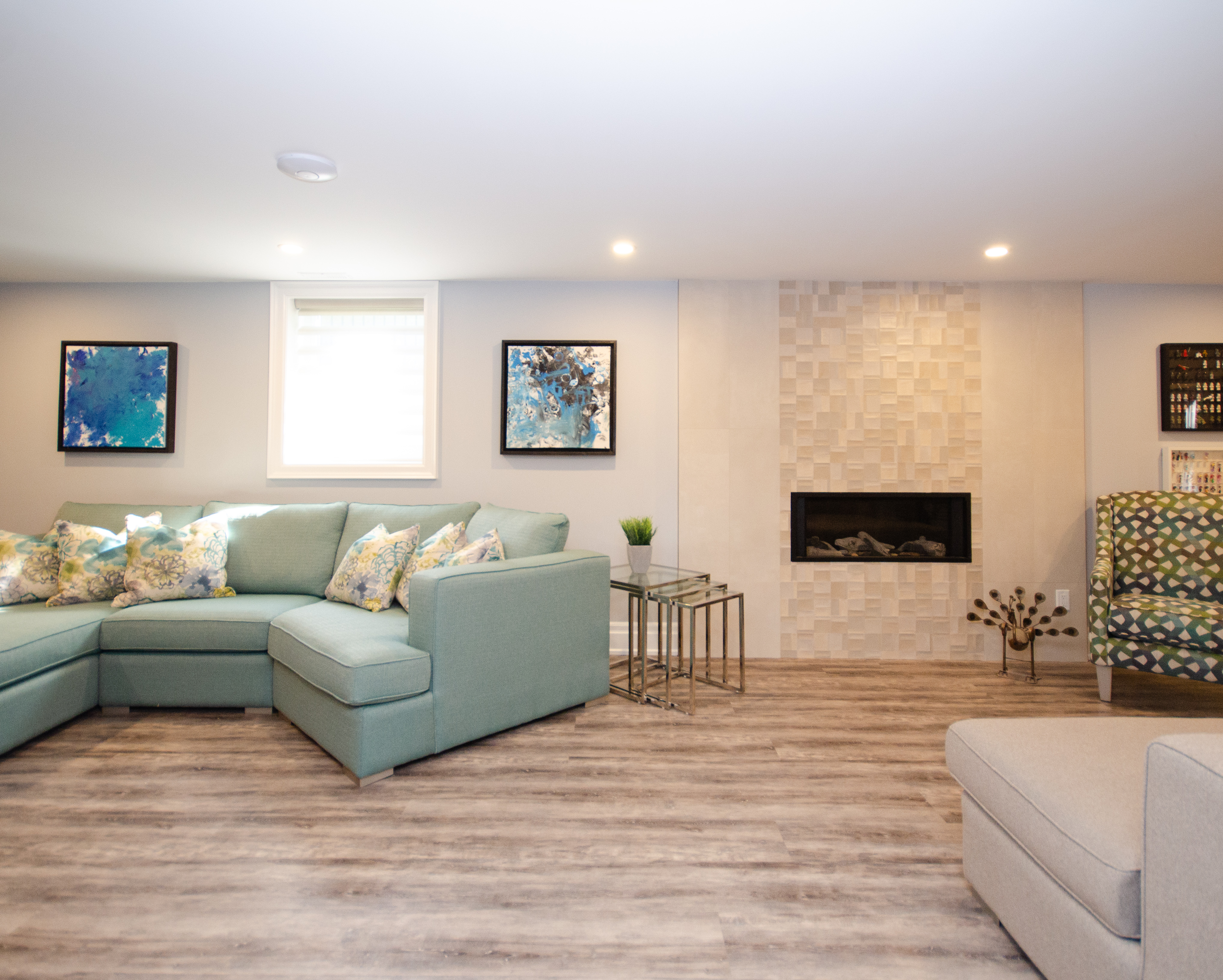 Finished basement with games area