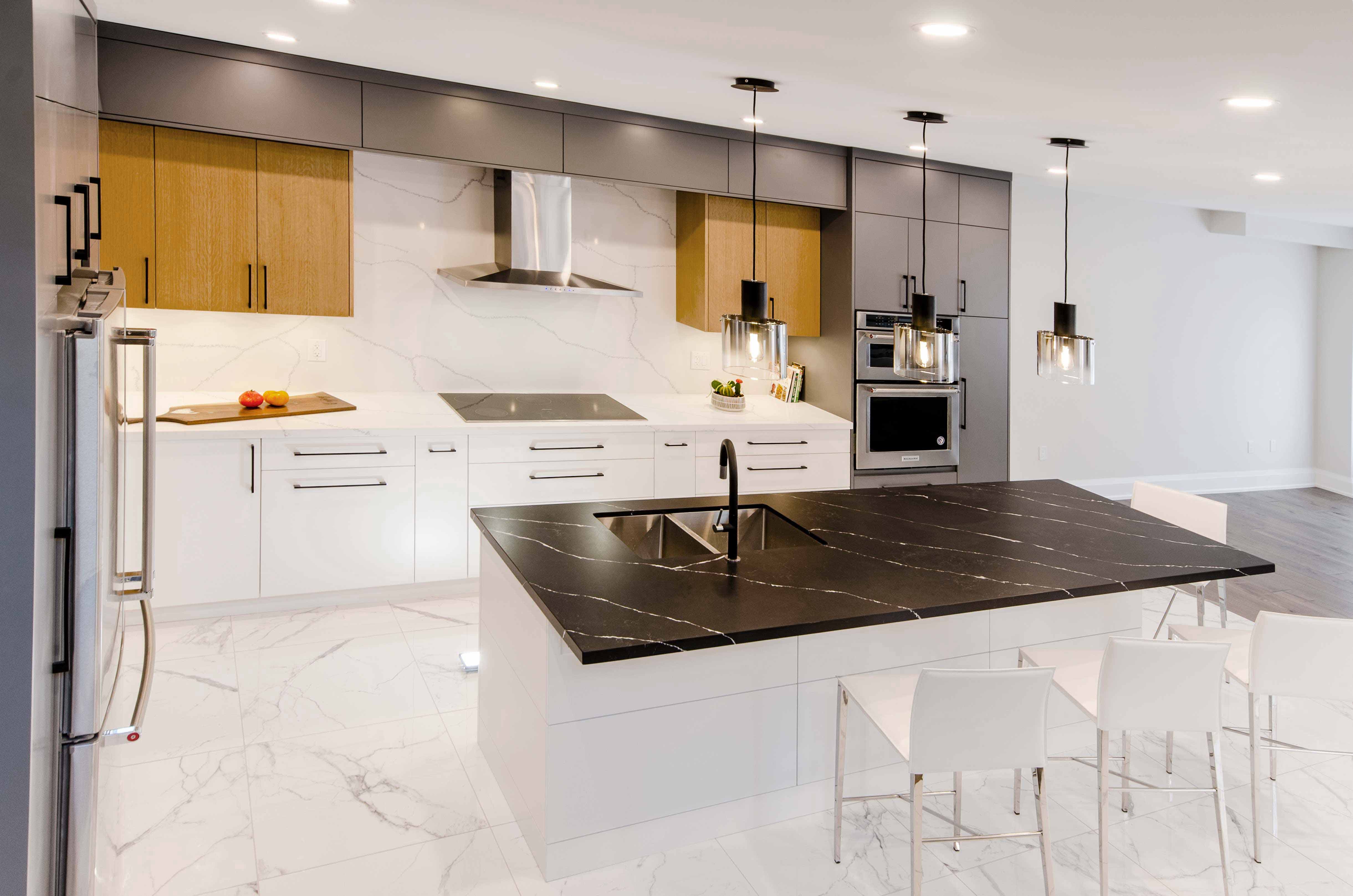 Modern 3-tone kitchen renovation in Whitby