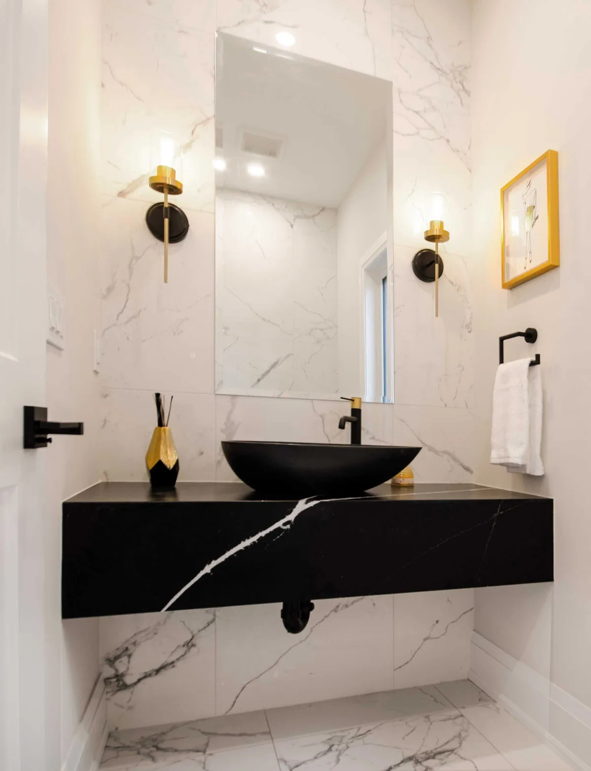 Chic Modern Bathroom Renovation with Gold Accents