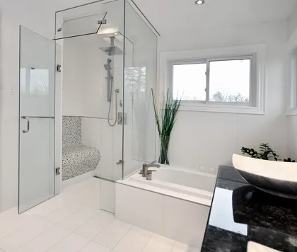 Classic Ensuite with Custom Shower Bench - Image 11