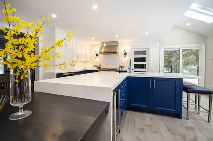 Transitional White & Blue Kitchen with Some Gold - Image 5
