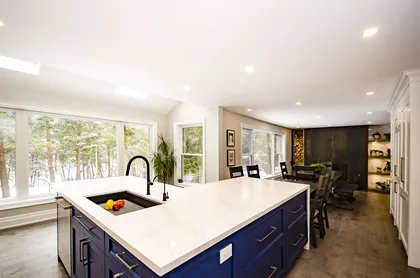 Transitional White & Blue Kitchen with Some Gold - Image 8