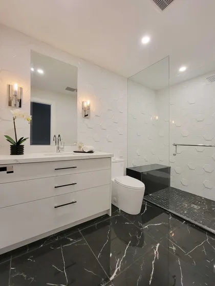 Elegant Whitby Bathroom Renovation With 3D Tile Design - Image 3