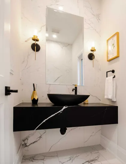 Chic Modern Bathroom Renovation with Gold Accents - Image 6