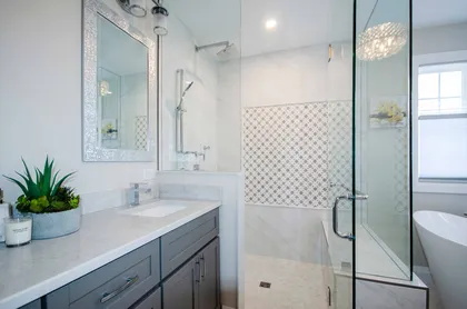 Elegant Calacatta Tile Bathroom Renovation in Pickering - Image 3