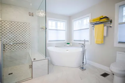 Elegant Calacatta Tile Bathroom Renovation in Pickering - Image 4