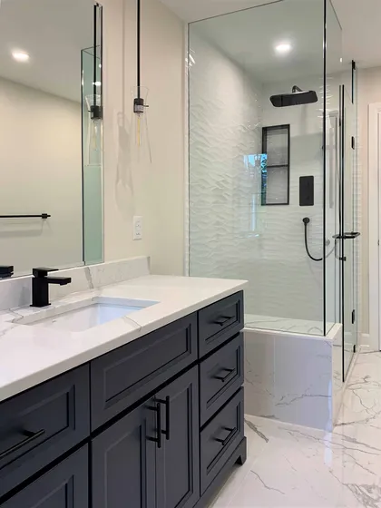 Modern Bathroom Renovation with 3D Tile in Whitby - Image 5