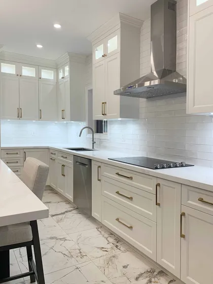 Kitchen with Rose-Gold Chandelie - Image 8